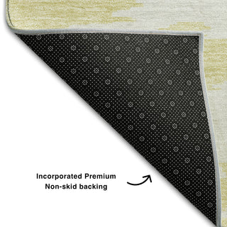 Piper Looms Mayfield Abstract AMF746 Gold Machine Washable Area Rug Backing Image