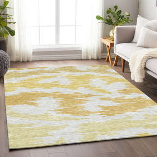 Piper Looms Mayfield Abstract AMF746 Gold Machine Washable Area Rug Lifestyle Image Feature