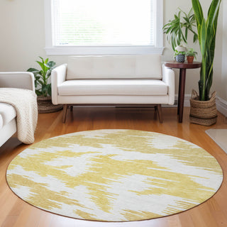 Piper Looms Mayfield Abstract AMF746 Gold Machine Washable Area Rug Round Lifestyle Image Feature