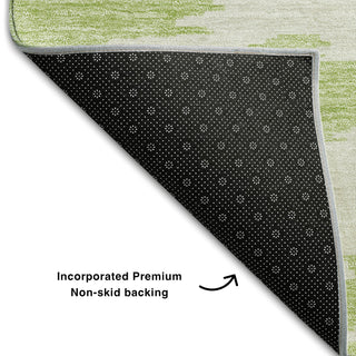 Piper Looms Mayfield Abstract AMF746 Green Machine Washable Area Rug Backing Image