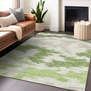 Piper Looms Mayfield Abstract AMF746 Green Machine Washable Area Rug Lifestyle Image Feature