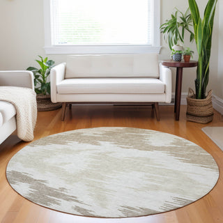 Piper Looms Mayfield Abstract AMF746 Ivory Machine Washable Area Rug Round Lifestyle Image Feature
