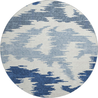 Piper Looms Mayfield Abstract AMF746 Navy Machine Washable Area Rug Round Main Image