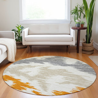 Piper Looms Mayfield Abstract AMF746 Orange Machine Washable Area Rug Round Lifestyle Image Feature