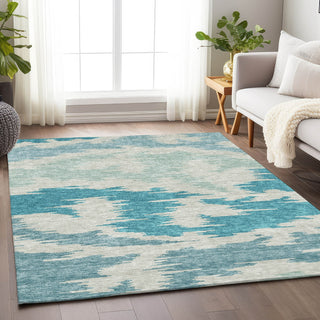 Piper Looms Mayfield Abstract AMF746 Teal Machine Washable Area Rug Lifestyle Image Feature