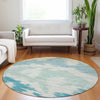 Piper Looms Mayfield Abstract AMF746 Teal Machine Washable Area Rug Round Lifestyle Image Feature