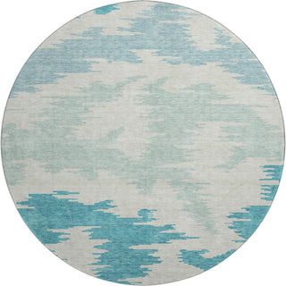 Piper Looms Mayfield Abstract AMF746 Teal Machine Washable Area Rug Round Main Image