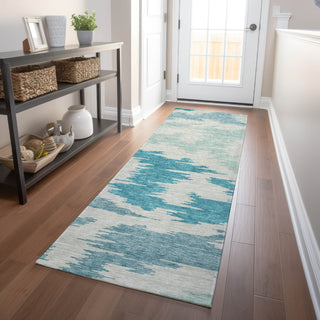 Piper Looms Mayfield Abstract AMF746 Teal Machine Washable Area Rug Runner Lifestyle Image Feature