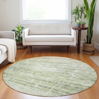 Piper Looms Mayfield Modern AMF747 Aloe Machine Washable Area Rug Round Lifestyle Image Feature