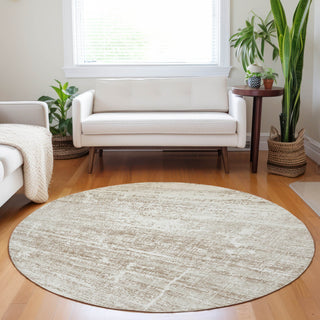 Piper Looms Mayfield Modern AMF747 Beige Machine Washable Area Rug Round Lifestyle Image Feature