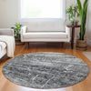 Piper Looms Mayfield Modern AMF747 Black Machine Washable Area Rug Round Lifestyle Image Feature
