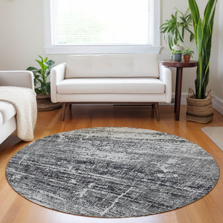 Piper Looms Mayfield Modern AMF747 Black Machine Washable Area Rug Round Lifestyle Image Feature