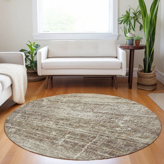 Piper Looms Mayfield Modern AMF747 Brown Machine Washable Area Rug Round Lifestyle Image Feature