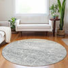 Piper Looms Mayfield Modern AMF747 Silver Machine Washable Area Rug Round Lifestyle Image Feature