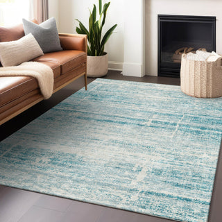 Piper Looms Mayfield Modern AMF747 Teal Machine Washable Area Rug Lifestyle Image Feature