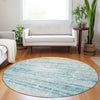 Piper Looms Mayfield Modern AMF747 Teal Machine Washable Area Rug Round Lifestyle Image Feature