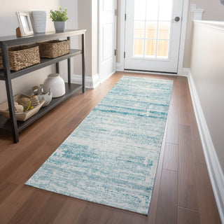Piper Looms Mayfield Modern AMF747 Teal Machine Washable Area Rug Runner Lifestyle Image Feature
