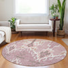 Piper Looms Mayfield Ikat AMF748 Blush Machine Washable Area Rug Round Lifestyle Image Feature