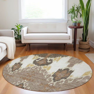 Piper Looms Mayfield Ikat AMF748 Brown Machine Washable Area Rug Round Lifestyle Image Feature