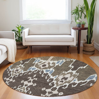 Piper Looms Mayfield Ikat AMF748 Fudge Machine Washable Area Rug Round Lifestyle Image Feature