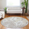 Piper Looms Mayfield Ikat AMF748 Ivory Machine Washable Area Rug Round Lifestyle Image Feature