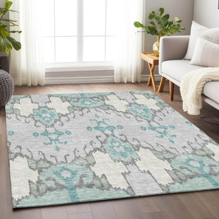 Piper Looms Mayfield Ikat AMF748 Mint Machine Washable Area Rug Lifestyle Image Feature
