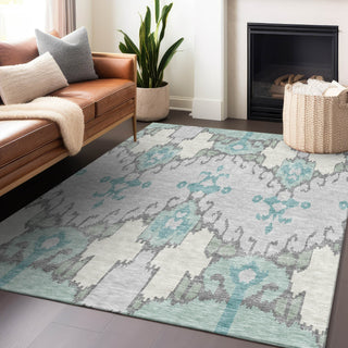 Piper Looms Mayfield Ikat AMF748 Mint Machine Washable Area Rug Lifestyle Image Feature