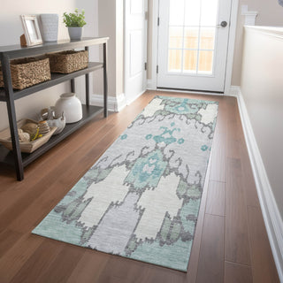 Piper Looms Mayfield Ikat AMF748 Mint Machine Washable Area Rug Runner Lifestyle Image Feature