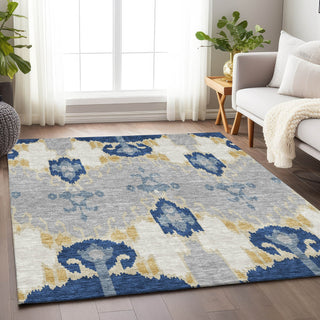 Piper Looms Mayfield Ikat AMF748 Navy Machine Washable Area Rug Lifestyle Image Feature