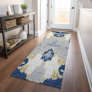 Piper Looms Mayfield Ikat AMF748 Navy Machine Washable Area Rug Runner Lifestyle Image Feature