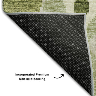 Piper Looms Mayfield Ikat AMF748 Olive Machine Washable Area Rug Backing Image