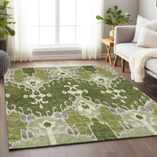 Piper Looms Mayfield Ikat AMF748 Olive Machine Washable Area Rug Lifestyle Image Feature