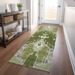Piper Looms Mayfield Ikat AMF748 Olive Machine Washable Area Rug Runner Lifestyle Image Feature