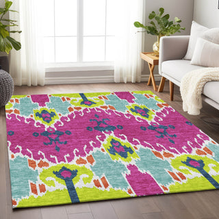 Piper Looms Mayfield Ikat AMF748 Pink Machine Washable Area Rug Lifestyle Image Feature