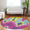 Piper Looms Mayfield Ikat AMF748 Pink Machine Washable Area Rug Round Lifestyle Image Feature