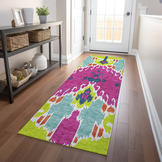 Piper Looms Mayfield Ikat AMF748 Pink Machine Washable Area Rug Runner Lifestyle Image Feature