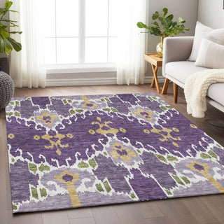 Piper Looms Mayfield Ikat AMF748 Purple Machine Washable Area Rug Lifestyle Image Feature