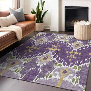 Piper Looms Mayfield Ikat AMF748 Purple Machine Washable Area Rug Lifestyle Image Feature