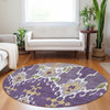 Piper Looms Mayfield Ikat AMF748 Purple Machine Washable Area Rug Round Lifestyle Image Feature