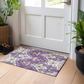 Piper Looms Mayfield Ikat AMF748 Purple Machine Washable Area Rug Scatter Lifestyle Image Feature
