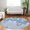 Piper Looms Mayfield Ikat AMF748 Sky Machine Washable Area Rug Round Lifestyle Image Feature