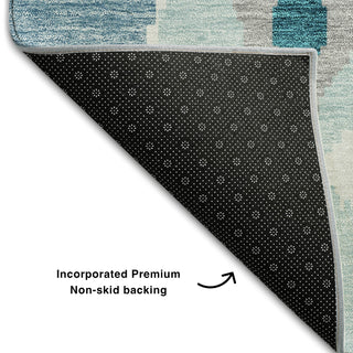 Piper Looms Mayfield Ikat AMF748 Teal Machine Washable Area Rug Backing Image