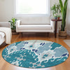 Piper Looms Mayfield Ikat AMF748 Teal Machine Washable Area Rug Round Lifestyle Image Feature