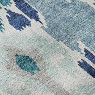 Piper Looms Mayfield Ikat AMF748 Teal Machine Washable Area Rug Swatch Image