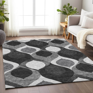 Piper Looms Mayfield Mid-century Modern AMF749 Black Machine Washable Area Rug Lifestyle Image Feature