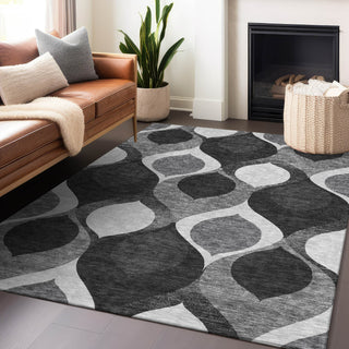 Piper Looms Mayfield Mid-century Modern AMF749 Black Machine Washable Area Rug Lifestyle Image Feature