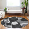 Piper Looms Mayfield Mid-century Modern AMF749 Black Machine Washable Area Rug Round Lifestyle Image Feature