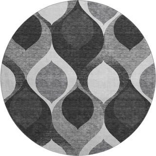 Piper Looms Mayfield Mid-century Modern AMF749 Black Machine Washable Area Rug Round Main Image