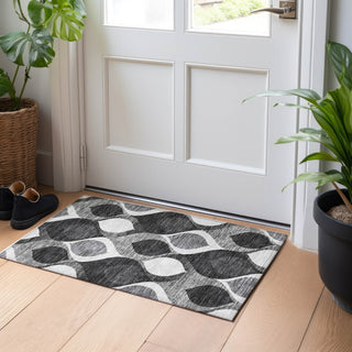 Piper Looms Mayfield Mid-century Modern AMF749 Black Machine Washable Area Rug Scatter Lifestyle Image Feature