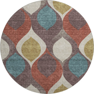 Piper Looms Mayfield Mid-century Modern AMF749 Brown Machine Washable Area Rug Round Main Image